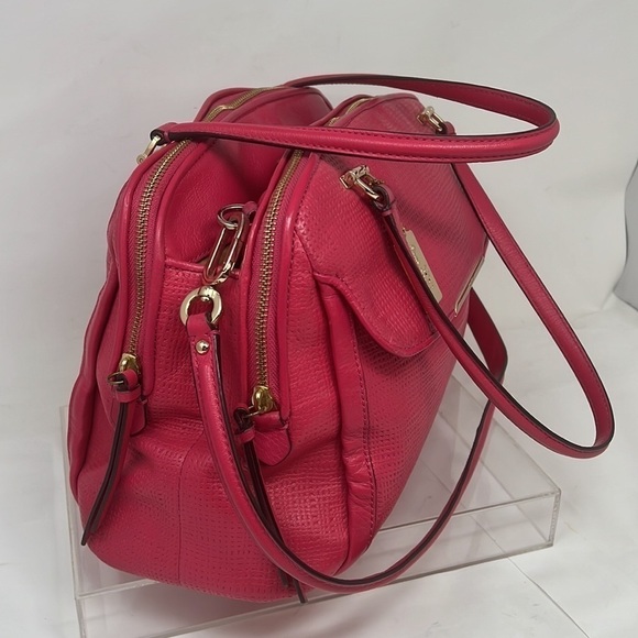 Coach 30092 Madison Embossed Leather Georgie Shoulder Satchel in Pink Ruby - Picture 2 of 16